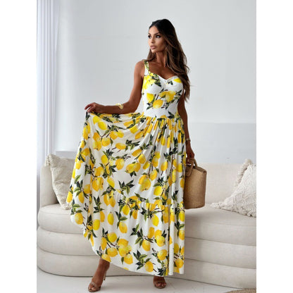 Robe maxi fendue à imprimé floral Chic und Stil pour femmes