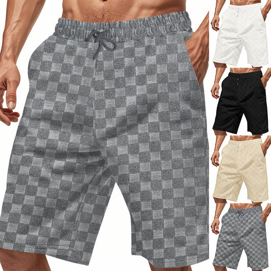 Shorts de plage décontractés pour hommes avec taille élastique et motif à carreaux moderne Chic und Stil