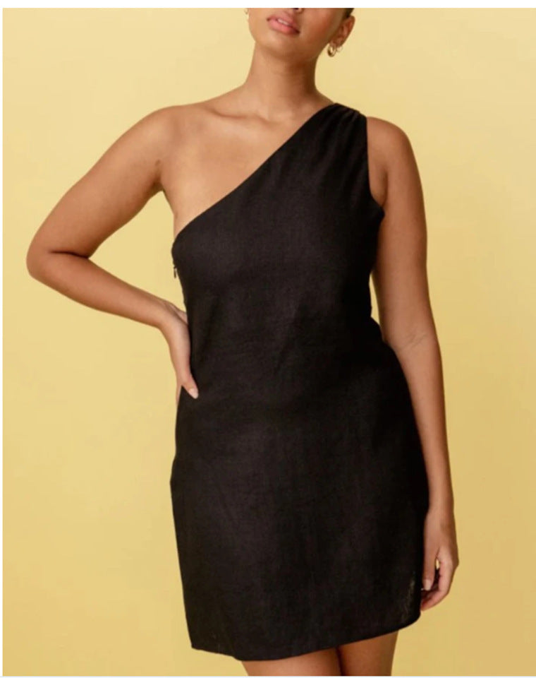 Robes mini asymétriques légères pour femmes en lin de haute qualité Chic und Stil