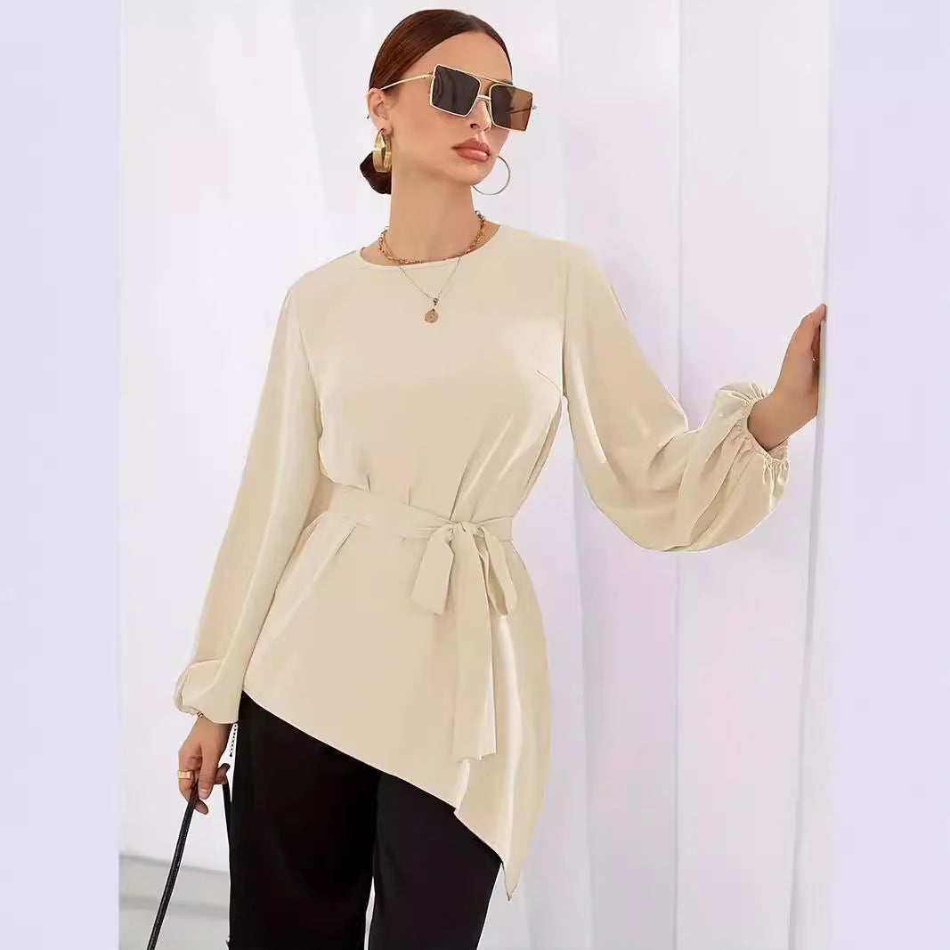 Dames Élégante blouse portefeuille à manches longues Chic und Stil