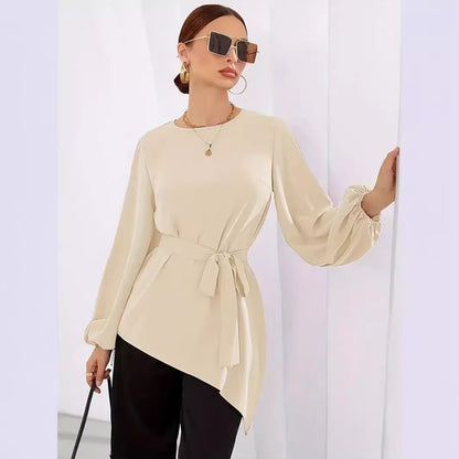 Dames Élégante blouse portefeuille à manches longues Chic und Stil