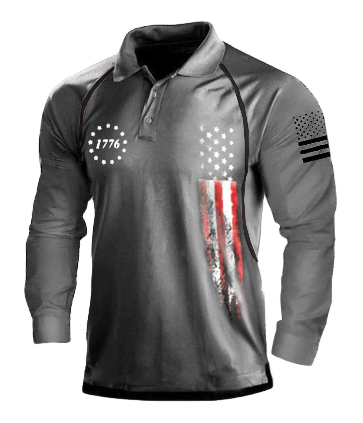 Chemise polo à manches longues pour hommes avec un design patriotique et une coupe fonctionnelle Chic und Stil