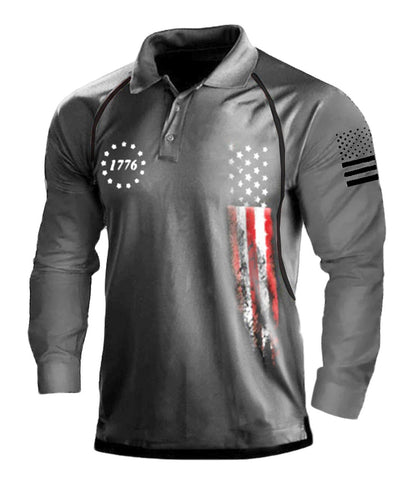 Chemise polo à manches longues pour hommes avec un design patriotique et une coupe fonctionnelle Chic und Stil