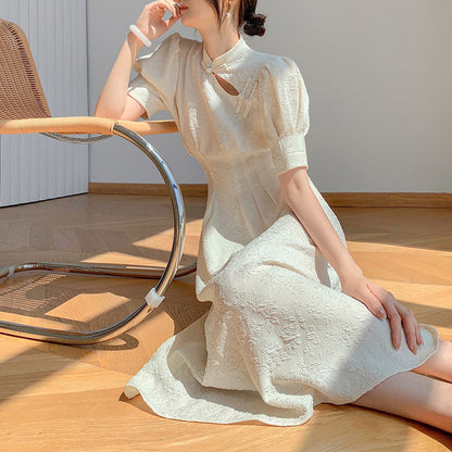 Robe A-Line Éléguente à Manches Bouffantes pour Femmes Chic und Stil