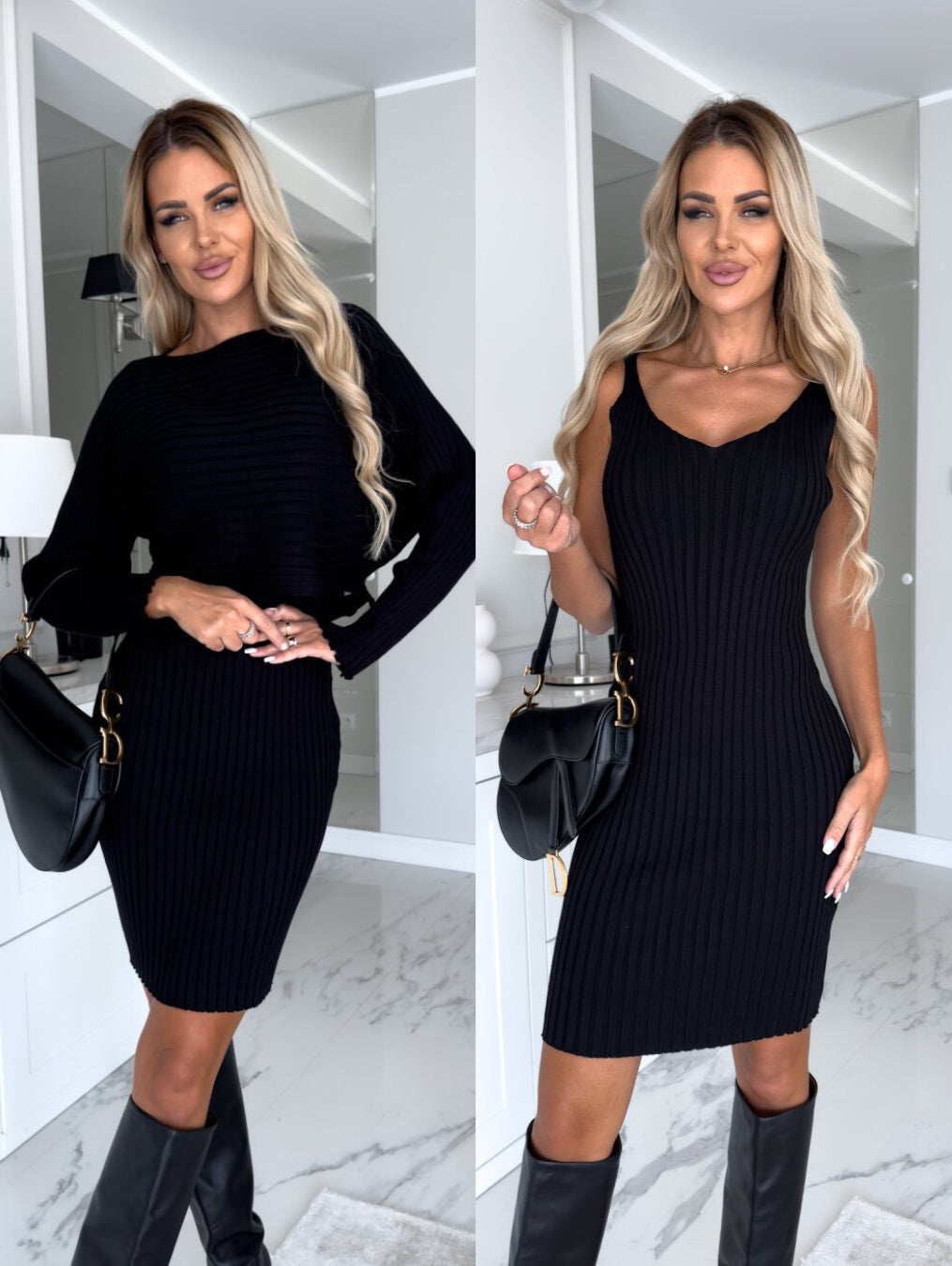 Robe Bodycon en Tricot Côtelé pour Femme Chic und Stil