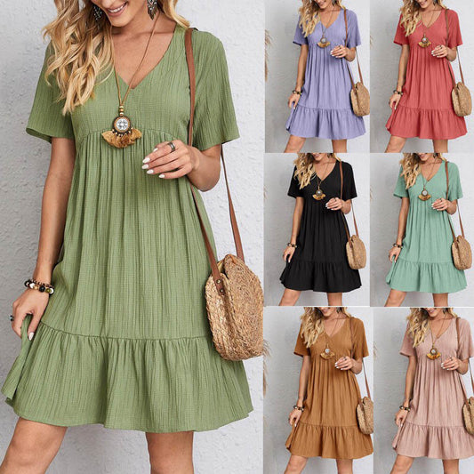 Robe midi évasée à décolleté en V pour dames Chic und Stil
