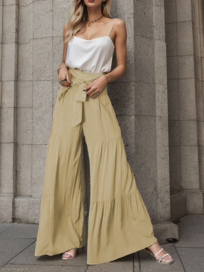 Wide Palazzo pants for women with high waist and belt at the waist Chic and Style