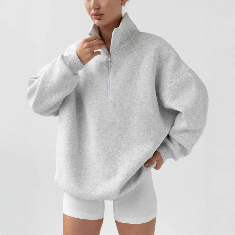 Pull femme décontracté avec capuche, col mi-haut et élégant tirant en anneau Chic und Stil