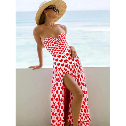 Chic and Style ladies swimsuit and skirt set with heart pattern