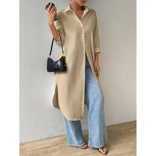 Robe longue à boutons pour femmes Chic und Stil