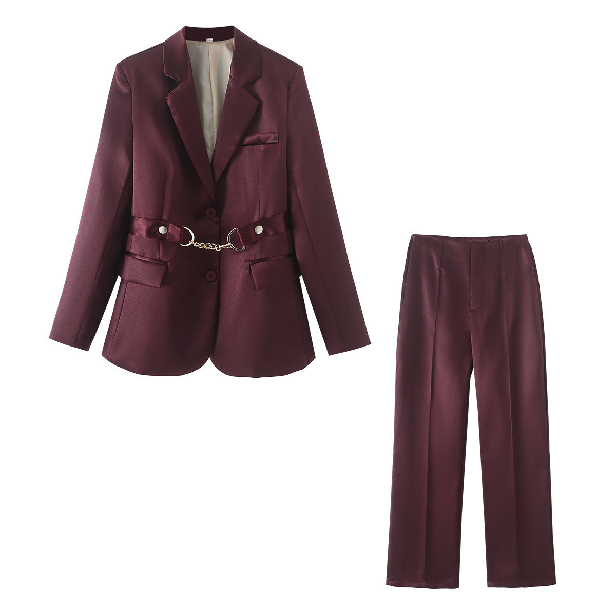 Dames ensemble blazer en satin élégant avec accent chaîne Chic und Stil