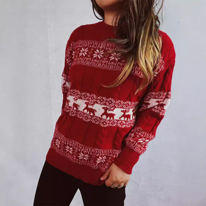 Pull en tricot pour femmes avec motif de renne festif et motif en losange Chic und Stil