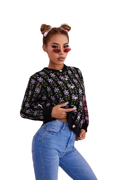 Dames cardigan avec motif floral et coupe confortable Chic und Stil