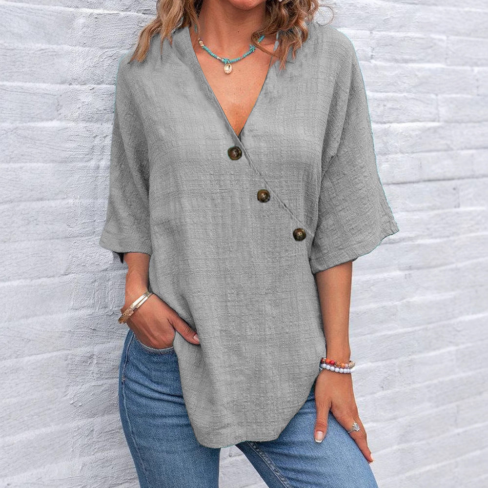 Blouse enveloppante pour femmes avec détails de boutons Chic und Stil