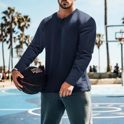 Chemise Henley à manches longues pour homme en tissu texturé avec des détails de bouton pratiques Chic und Stil