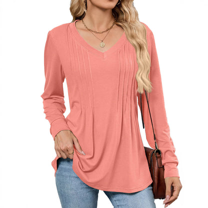 Chemisier en viscose pour femmes avec des plis élégants et décolleté en V Chic und Stil