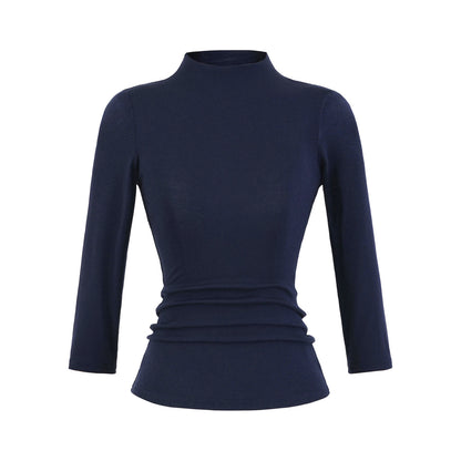 Chemise à manches longues pour femmes avec col montant et détails froncés Chic und Stil