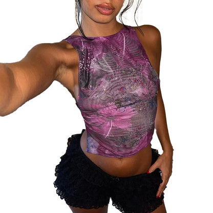 Dames débardeur court imprimé floral Chic und Stil