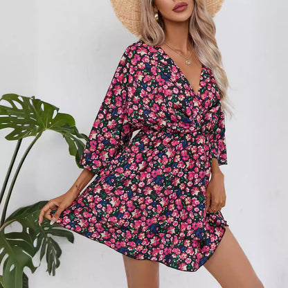 Robe chemise décontractée pour femme avec décolleté en V profond et manches amples Chic und Stil