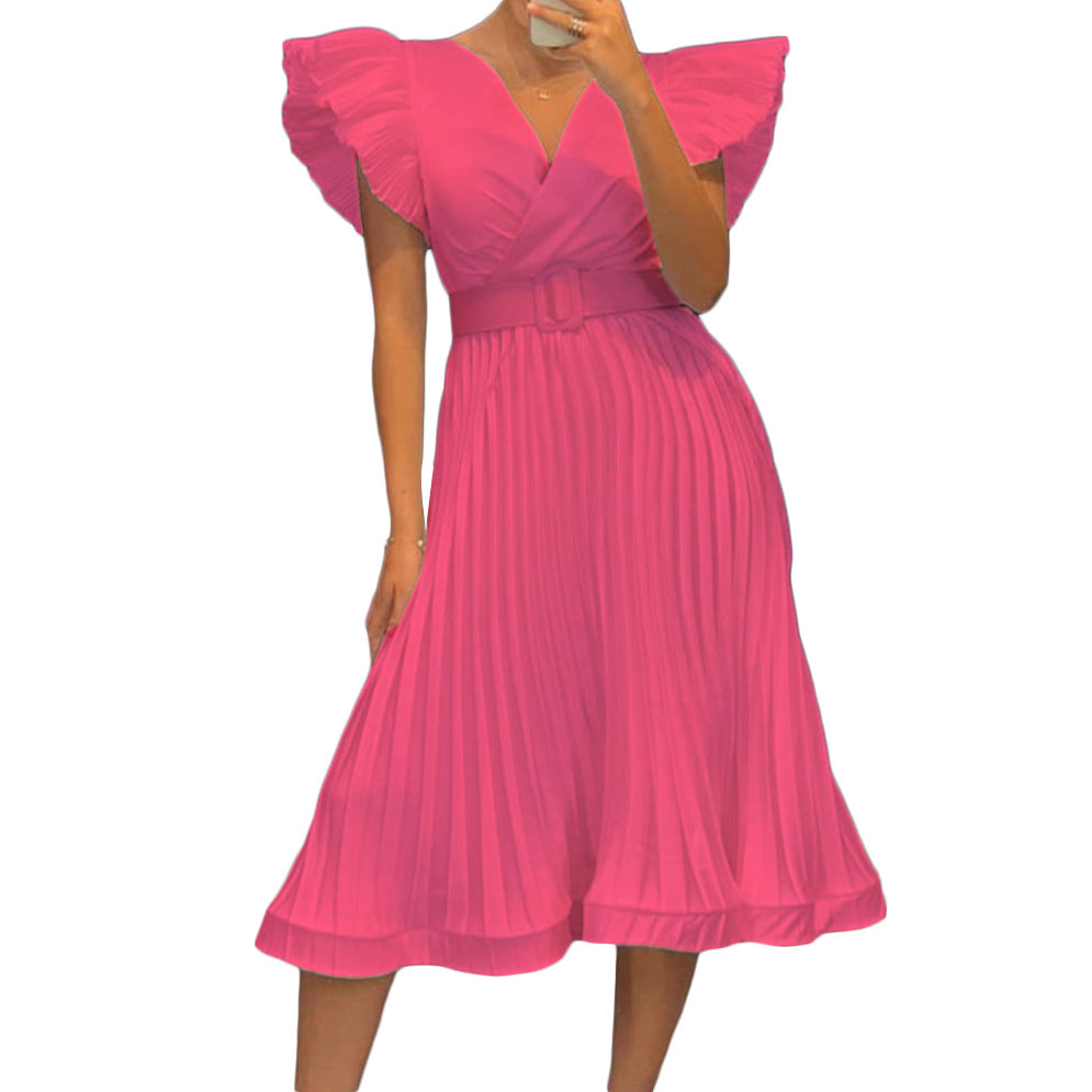 Robe portefeuille pour femmes avec des plis plissés élégants et une ceinture cintrée Chic und Stil