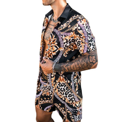 Hommes Ensemble à manches courtes imprimé tropical Chic und Stil