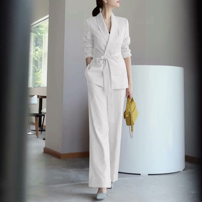 Elegant fitted blazer set for women and wide leg pants Chic and Style