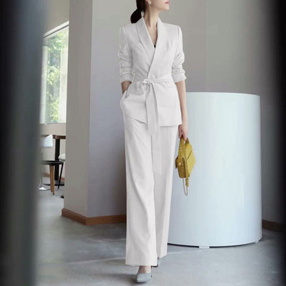 Elegant fitted blazer set for women and wide leg pants Chic and Style