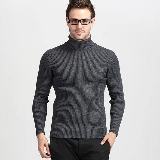 Pull à col roulé pour hommes en fine maille côtelée Chic und Stil