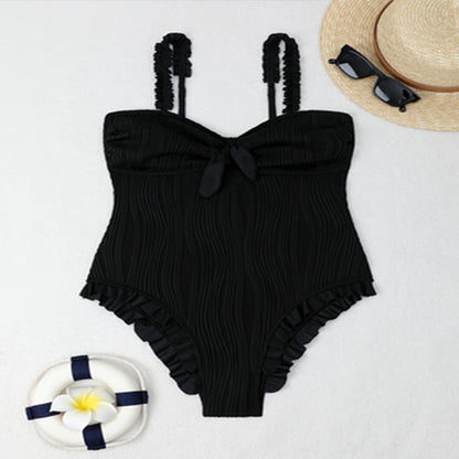 Dames Détail Froncé Taille Haute Maillot de Bain Chic und Stil