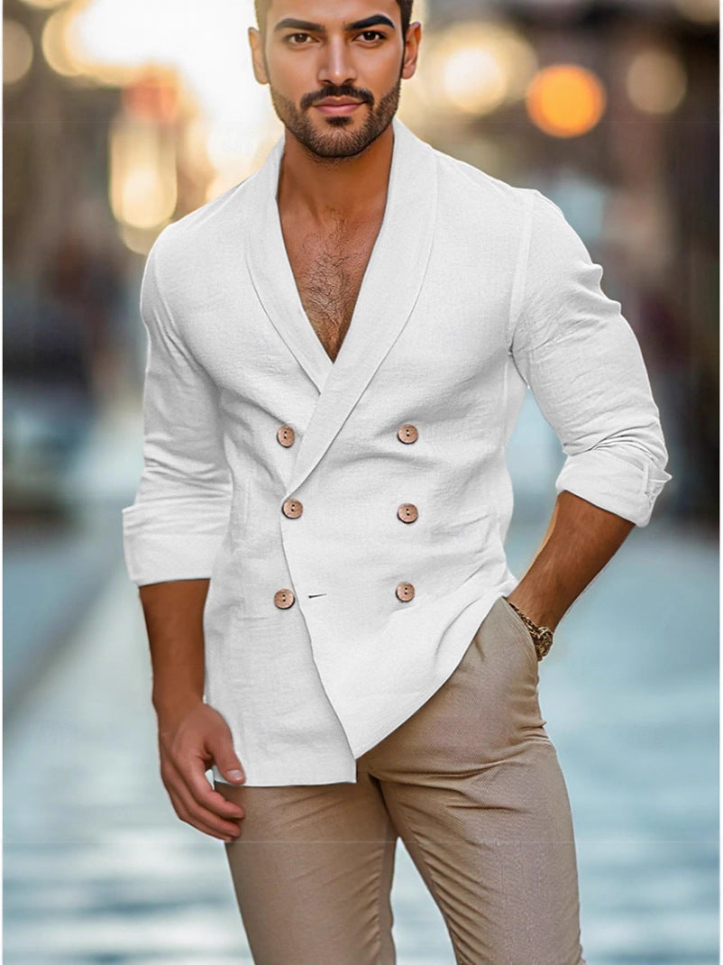 Blazer en lin élégant pour hommes avec coupe moderne et double boutonnage Chic und Stil