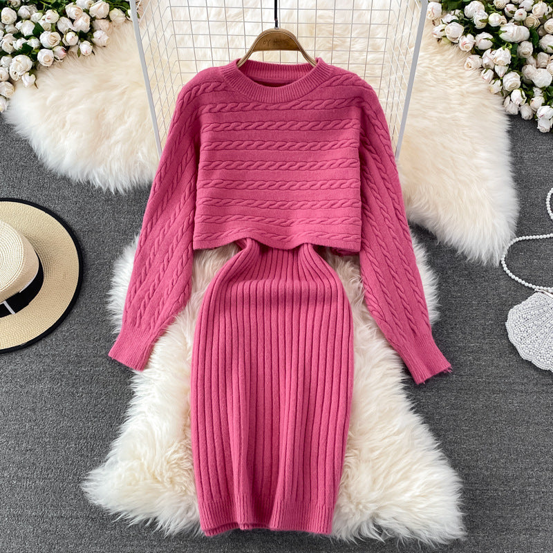 Robe en tricot à tresses pour femmes avec partie pull courte Chic und Stil
