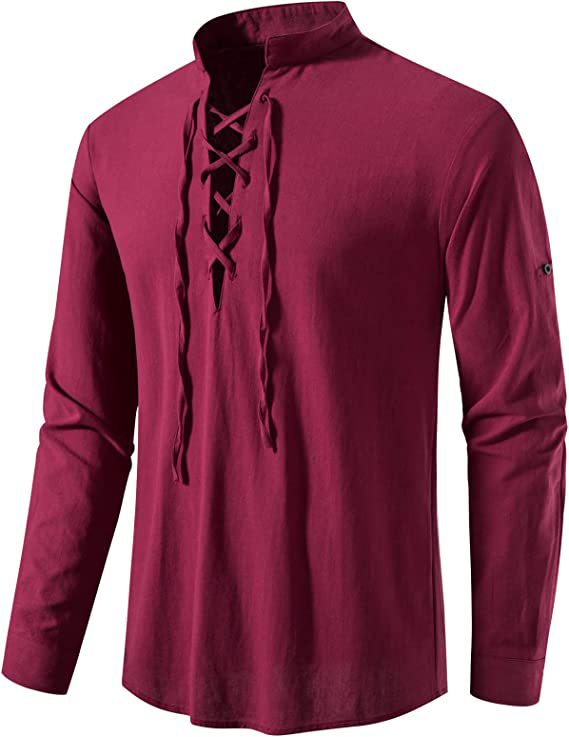 Chemise homme à manches longues avec détail de laçage moderne et col montant décontracté Chic und Stil