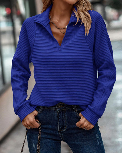 Pull-over matelassé pour femmes avec zip court et coupe décontractée Chic und Stil