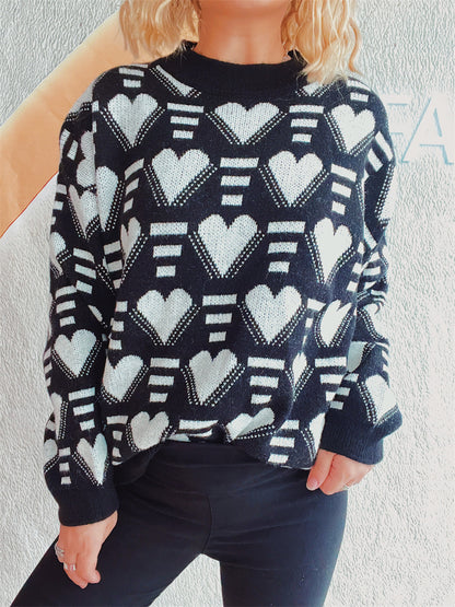Pull en tricot pour femmes au design moderne en forme de cœur avec une coupe ample Chic und Stil