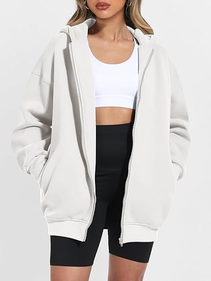 Dames décontracté oversized zip-hoodie Chic und Stil