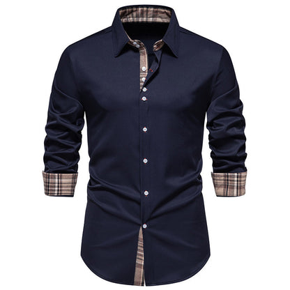 Chemise à manches longues pour hommes avec un détail à carreaux moderne et une coupe confortable Chic und Stil