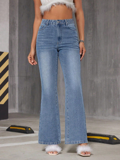 Jean femme évasé taille haute et jambe large Chic und Stil
