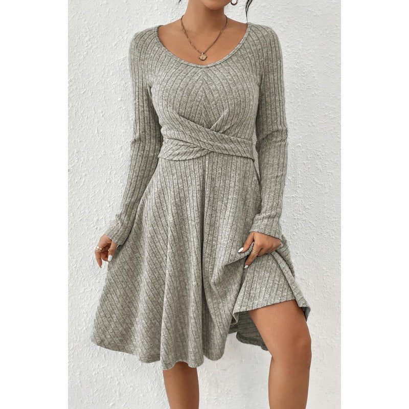 Robe en jersey fluide pour femmes avec ceinture portefeuille et manches longues Chic und Stil