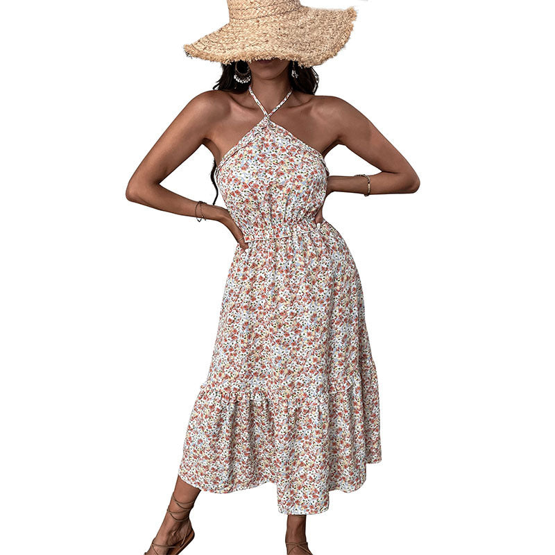 Robe maxi florale pour femmes avec décolleté élégamment noué Chic und Stil