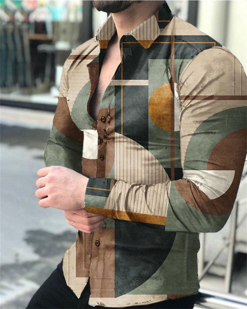 Chemise longue à manches pour hommes avec un design floral moderne Chic und Stil