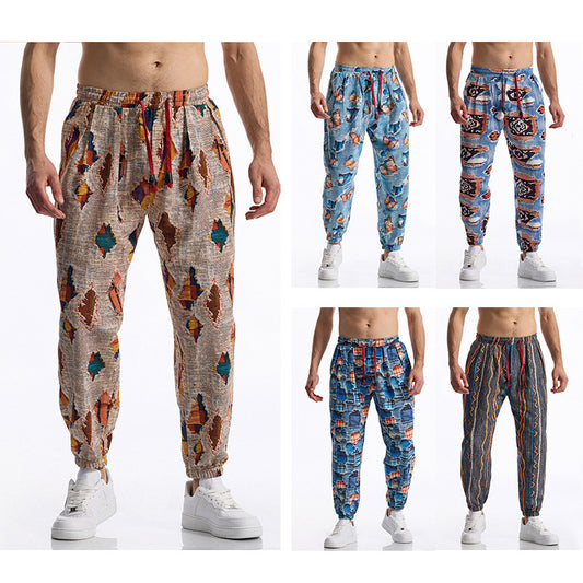 Casual Harem Pants for Men with Colorful Pattern and Elastic Waist Chic and Style