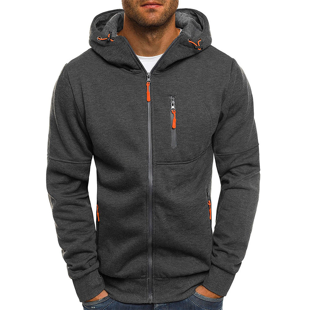 Functional jacket for men with practical zippered pockets and an adjustable hood edge Chic and Style