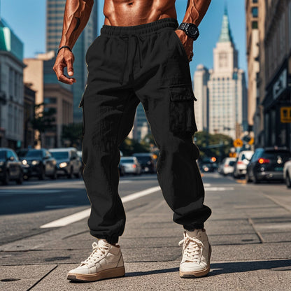 Men's cargo training pants with elastic waistband and practical side pockets Chic and Style