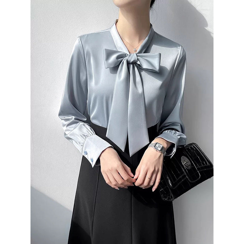 Chemisier en satin à noeud pour femme Chic und Stil