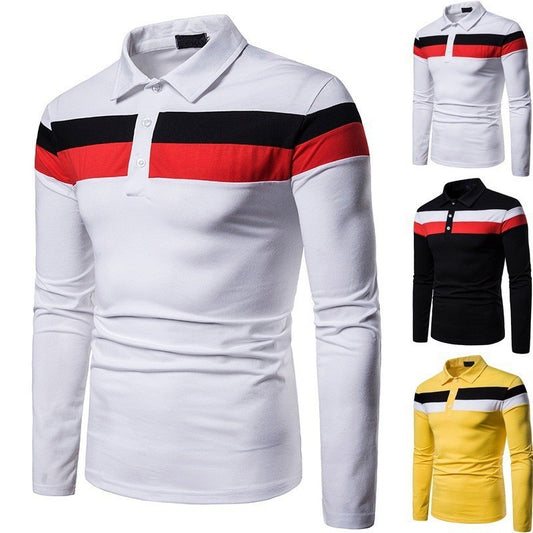 Men's long sleeve polo with contrasting stripes Chic and Style