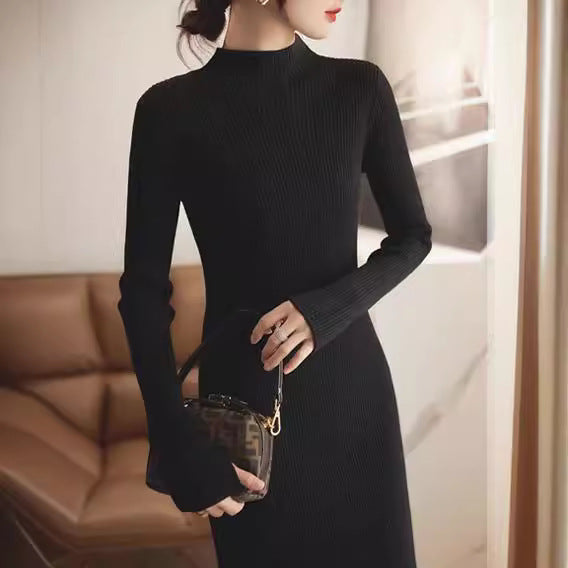 Robe en tricot pour femmes avec col montant et fentes latérales Chic und Stil