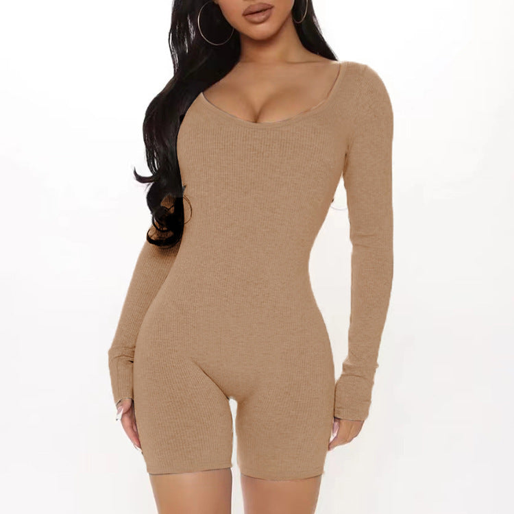 Combinaison ajustée pour femmes avec manches longues et décolleté en V Chic und Stil