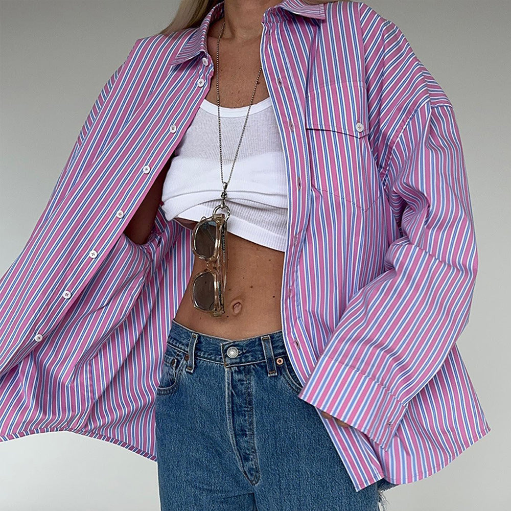 Chemisier oversize pour femmes avec de fines rayures Chic und Stil