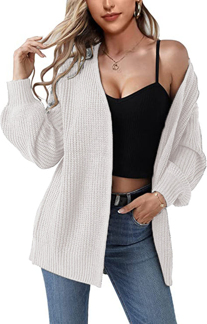 Dames gros tricot cardigan avec coupe décontractée et manches ouvertes Chic und Stil