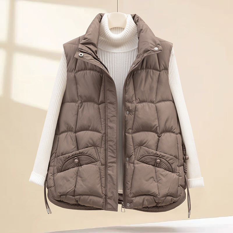Dames gilet matelassé avec poches pratiques et col haut Chic und Stil